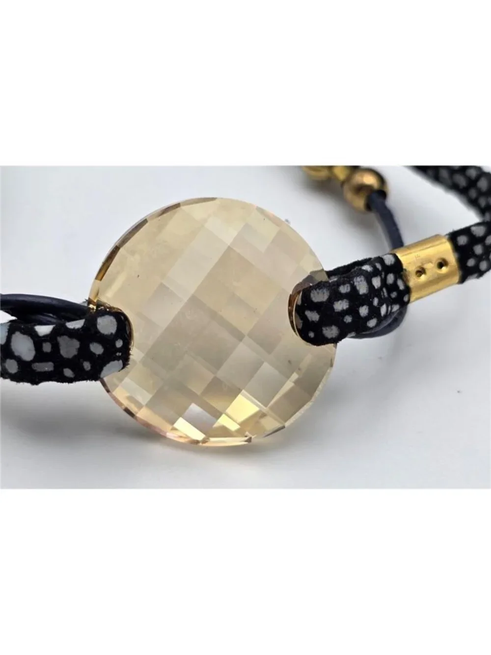 Sara Designs New York Champagne Crystal Leather Multi Strand Wrap Bracelet